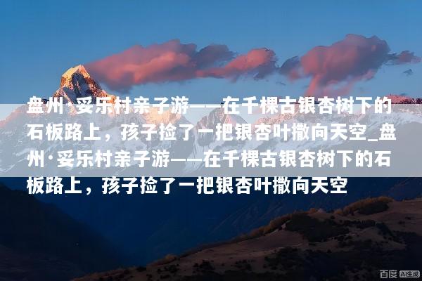 盘州·妥乐村亲子游——在千棵古银杏树下的石板路上，孩子捡了一把银杏叶撒向天空_盘州·妥乐村亲子游——在千棵古银杏树下的石板路上，孩子捡了一把银杏叶撒向天空